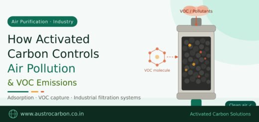 Industrial air purification using activated carbon adsorption.