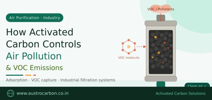 Industrial air purification using activated carbon adsorption.